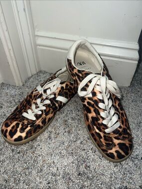 Zara Leopard Print Sneakers with White Laces